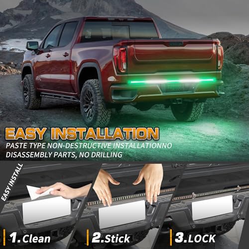 XRIDONSEN 60 inch Tailgate Lights Strip Green White Strobe Lights - color: Green/White