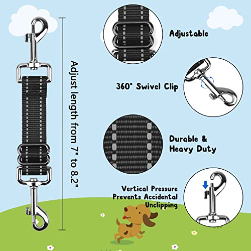 YUEPET Dog Safety Collar Clips 5 Pack Adjustable Prong Collar Backup Clip Reflective Double Ended Backup Clasp Leash Connector for Dog Harness to Collar Safety Clip - color: Grey+Blue+Red+Purple+Black