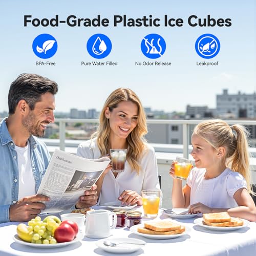 360Pcs Reusable Ice Cubes for Drinks, Refreezable Plastic Ice Cubes - color: White