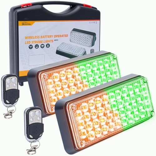 Amber/Green Magnetic Flashing Strobe Lights/w Controller, 2-Pcs - color: 2pcs Amber/Green