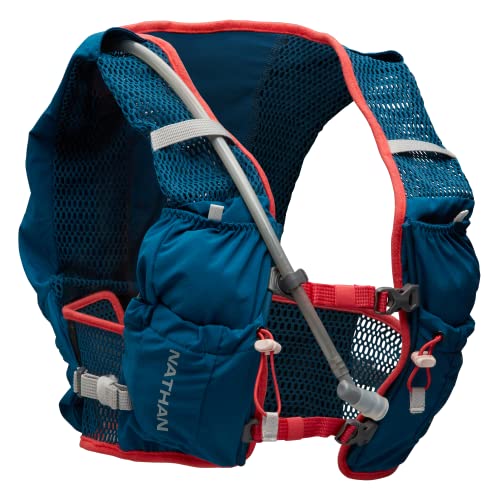 Nathan VaporAir Lite 4 Liter Vest & Hydration Pack with 2L Bladder, Front Water Bottle Pockets, Soft & Breathable Material for Comfort - color: Marine Blue/Hibiscus, style: Women's - L-XXL