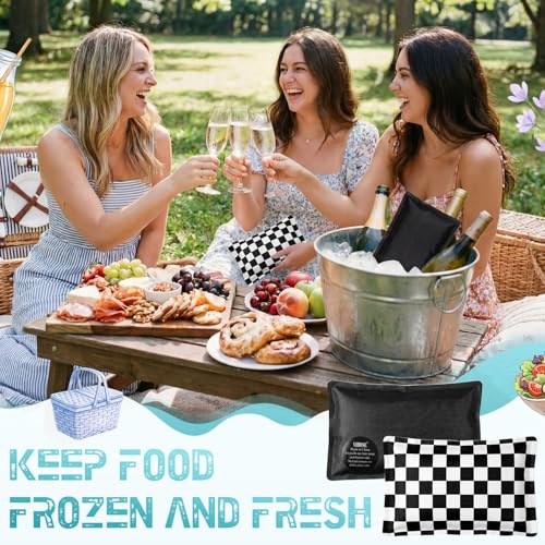 VIHOSE 2 Pcs Ice Packs for Lunch Box Bag - color: Black,White, style: Checkerboard