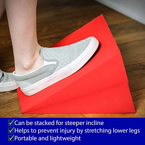 12" Foam Incline Stretch Wedge - Set of 2 - By Trademark Innovations (Brick Red) - color: Brick Red