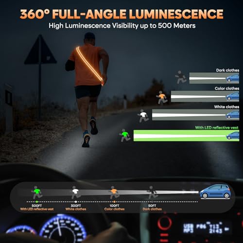 ChalkLit LED Reflective Night Running Gear High Visibility LED Flashing Sash - color: Orange