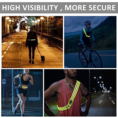 Reflective Vest - Running Vest Reflector, Reflective Running Vest with Safety Straps, High Visibility Reflector - color: J-10pcs Belt