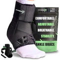 Reinforced Lace Up Ankle Brace with Side Stabilizers for Sprained Foot Wrap - size: Large