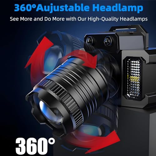 Headlamp Flashlight, Ultra-Light Bright LED Rechargeable Headlight with USB Cable, 5 Light Mode, Motion Senser and Adjustable Angle and Zoom Modes for Outdoor Camping Running Hiking Fishing