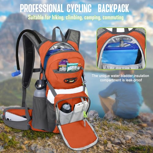 N NEVO RHINO Hydration Backpack, 18L Hiking Backpack with 3L Water Bladder - color: Orange