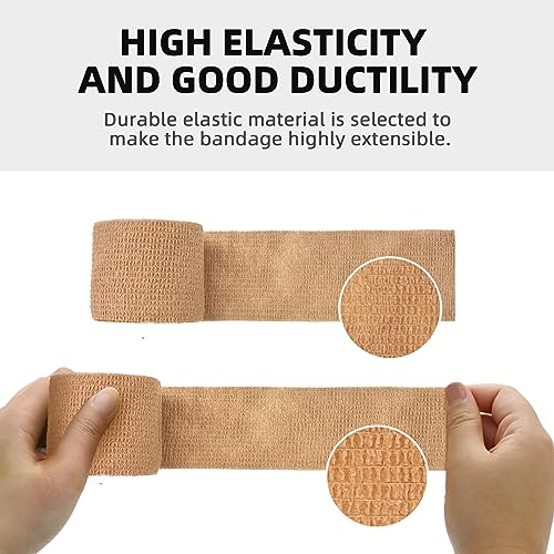 OK TAPE Self Adherent Cohesive Bandages Wrap 6Packs 4" x 5 Yards - color: Beige/Tan, size: 4 In x 5 Yards