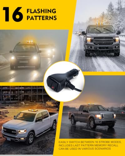 LUMENIX Amber White 72 LED Rooftop Magnetic Strobe Beacon Lights for Trucks - color: White Amber