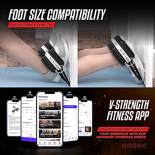 Vikingstrength VOL 2 Nordic Hamstring Curl with Extra Long Straps - Super Stability, Nordic Curl Home Equipment, glute, Hamstring, Speed and Exercise Handles, Ankle Straps and V-Strength Workout App