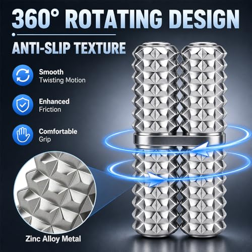 Handheld Fidget Toy, Metal Hand Roller Thumb-Press Massage Style Pain for Adult Relieve Stress Anxiety Tension, Office Travel Classroom, Novelty Gifts for Friends - Sliver