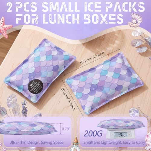VIHOSE 2 Pcs Ice Packs for Lunch Box Bag - color: Purple, style: Mermaid