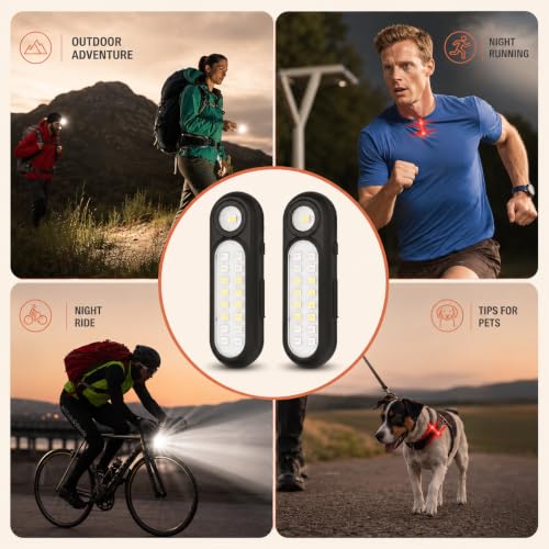 Clip On Flashlight, Rechargeable Running Light for Runners and Dog Walking - color: 2 PCS