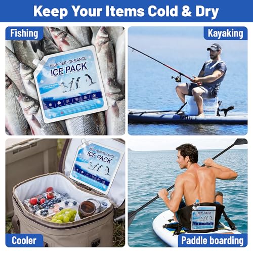 Reusable Ice Packs for Cooler, Freezer Ice Packs for Lunch Boxes, Cooler Ice Packs for Camping Gear, Fishing - size: Large