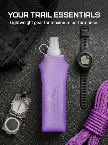 Zelvot Running Vest Collapsible Water Bottle, TPU 500ml Soft Flask (Purple) - color: Purple, size: 16.9 Ounces