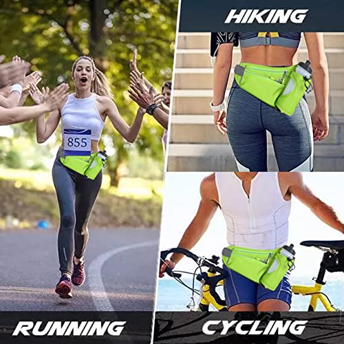 HOTEMIA Fanny Pack with Water Bottle Holder, Hydration Running Belt for Men Women Adjustable Strap Waist Bag Suitable for Hiking Running Walking Jogging Camping (Bottle Not Included) (Green) - color: Green