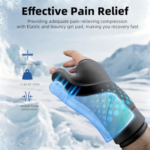 Thumb & Wrist Ice Pack Wrap, Thickened Ice Gel Pad, Reusable Hand Ice Pack with Long-Lasting Hot & Cold Therapy for Carpal Tunnel Relief, Arthritis Pain, Post-Surgery, Computer Overuse Recovery - color: Black, size: L/XL