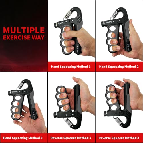 Senston Grip Strength Trainer 2 Pack, Adjustable 11-220lbs with Counter - color: Grey