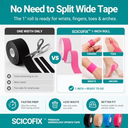 Kinesiology Tape 4 Rolls (2"+1") Dual Width Sports Tape - size: 2IN+1IN