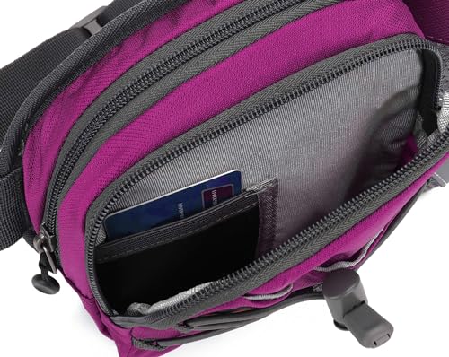 Waist Pack with Water Bottle Holder for Running Walking Hiking Fanny Pack - color: Red
