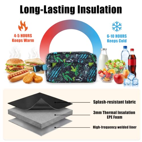 Leakproof Freezable Snack Bag Reusable Cooler Insulated Lunch Box - color: Dinosaur Claw