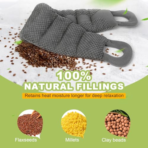 UNCN Long Wide Heating Pad for Neck and Shoulders Back 33x5.9 Microwavable Large Moist Heat Pack Warm Hot Compress Neck Wrap Weighted Bag Massage Reusable Herbal Nature Calming Portable 1.95Pounds - color: Gray