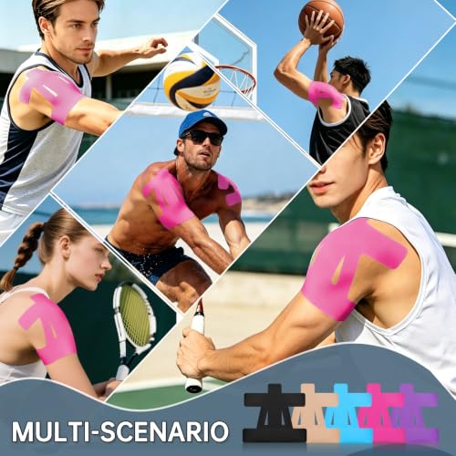 Precut Kinesiology Tape for Shoulder, 10 Pcs, Pink - color: Pink, size: 10 Pcs
