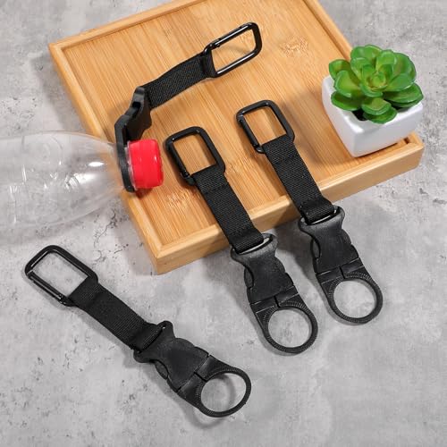4 Pack Bottle Buckle Clip, Portable Water Bottle Ring Holder Heavy Duty Bottles Keychain for Outdoor Camping Hiking Traveling