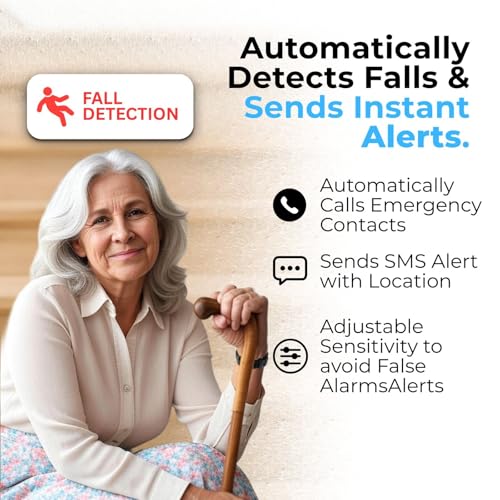 Seculife Medical Alert Smartband for Seniors — Alerts Go Direct to Family, No Call Center | Auto Fall Detection, GPS Tracking, Heart Rate Monitor, 2-Way Calling, SOS Button, Waterproof Wearable - color: Black