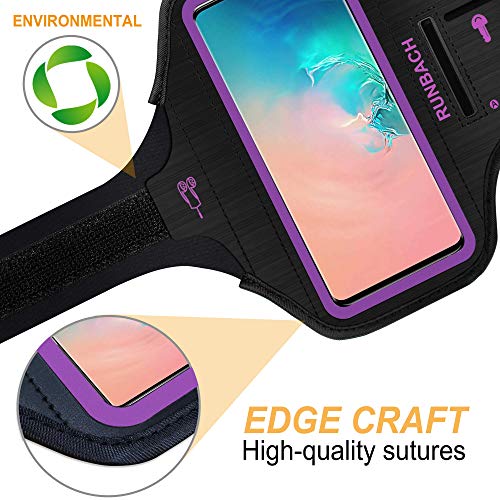 Armband for Samsung Galaxy S26+/S25+/S24+/S23+/S22+/S20+/S10+/S9+/S8+, Running Exercise Gym Bag with Key Holder and Card Slot (Purple) - color: Purple