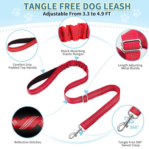 SlowTon No Pull Small Dog Harness and Leash Set with Front Clip - color: Red, size: X-Small