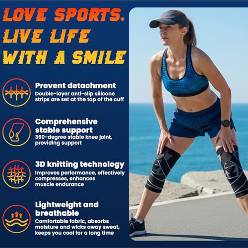 Compression Knee Brace for Women and Men with Strap Fit Mobilizer Knee Sleeve for Knee Pain Arthritis Sports Knee System Brace to Shin Protection Patellar Tendon Support Stabilizer (X-Large) - size: X-Large