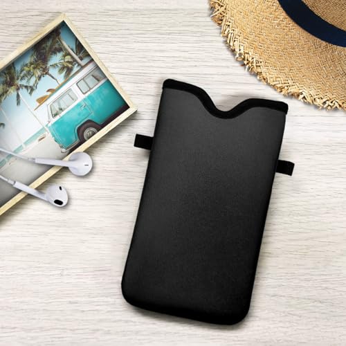 Neoprene Cell Phone Pouch 7.5 X 4.3 in Cloth Mobile Protection Case Bag with Crossbody Strap Neck Lanyard Cell Phone Case Black - color: Black