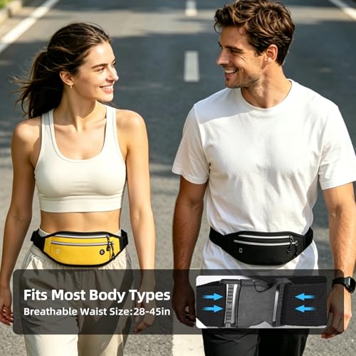 Fanny Packs for Women Men,Travel Money Pouch,Adjustable Running Belt,Yellow - color: Yellow