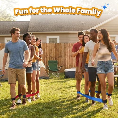 3 Legged Race Bands, Field Day Games for Adults, 4 Players 2pk - color: 2pk(red+blue)-4persons