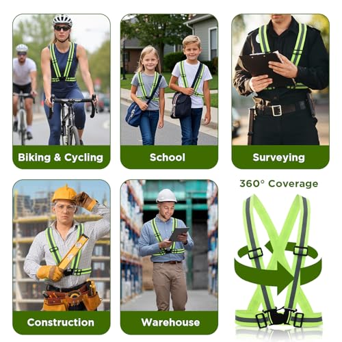 cobee 20 Pcs High Visibility Reflective Vests, Adjustable Safety Vests with Quick Release Buckle Bright Yellow Reflector for Running Cycling Construction