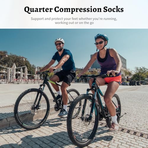 Compression Running Ankle Socks Men & Women 6 Pairs Quarter Cycling Socks - color: White (6 Pairs), size: Small-Medium