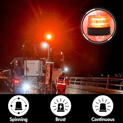 LE228 (Mini) — Red LED USB Rechargeable Strobe Beacon | Selectable Rotation & Flash Modes | Strong Magnetic Base for Car • Truck • Emergency • Construction | Energy Class A++ - color: Red