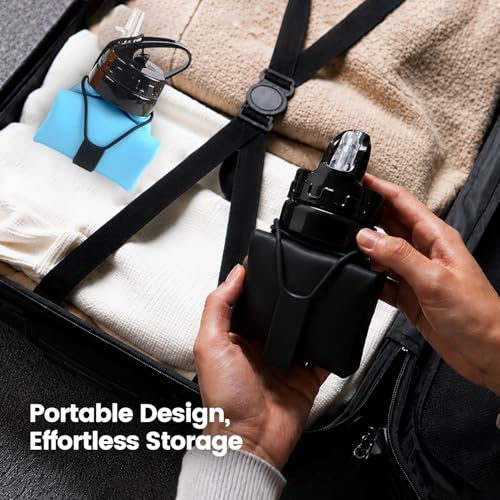 Collapsible Water Bottles 20oz, BPA-Free Silicone Foldable Water Bottle with Leak-Proof Lid Lightweight Portable Running & Travel Water Bottle for Hiking, Camping & Sports