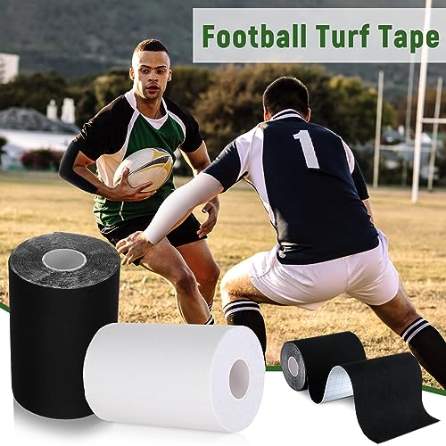 Jenaai 2 Roll Football Turf Tape 33ft Sport Turf Tape, Black and White - color: Black and White