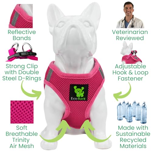 EcoBark Step in Dog Harness, Pink, X-Small, Tiny Soft Mesh Toy Breed - color: Pink, size: XS- 5 to 6 lbs- Chest Up to 13 in (Pack of 1)