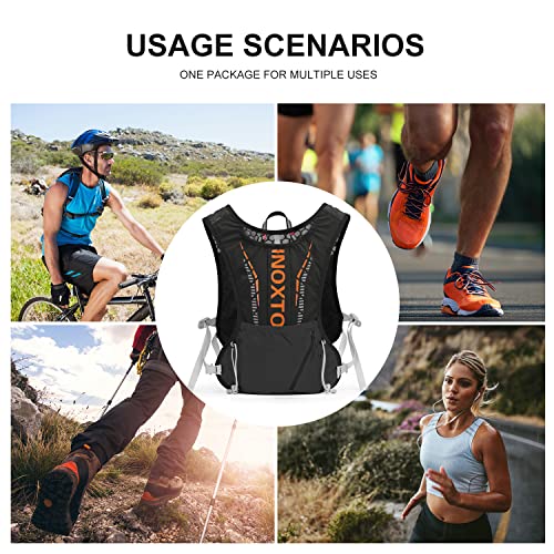 INOXTO Running Hydration Vest Backpack,Lightweight Insulated Pack with 1.5L Water Bladder Bag Daypack for Trail Hiking Running Cycling Race Marathon for Women Men - color: Back orange