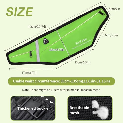 SooGree Slim Running Belt Fanny Packs for Women Men,Water Bottle Holder Hydration Fanny Pouch,Waterproof Sport Waist Pack with Reflective Strip,Runner Belt Bag for Running Cycling Camping Gym (Green) - color: Green