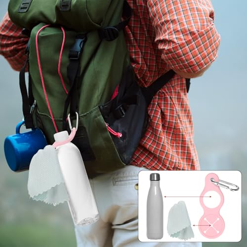Water Bottle Hanging Buckle Clip [PCS] - Water Cup Holder with Towel Hook for Bike Portable Secure Bottle Holder - color: Pink