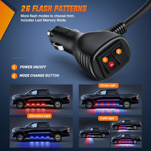 Nilight 2PCS 70 Inch Running Board LED Lights Strip Red Blue for Truck - color: Red Blue