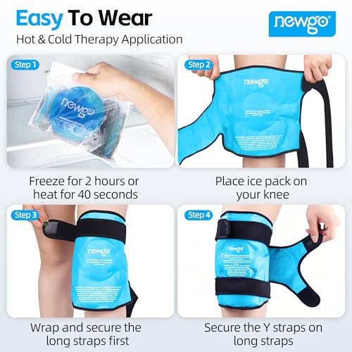 NEWGO Ice Pack for Knee, 360° Full Wrap Cold Compression Sleeve, Light Blue - color: Regular Light Blue 1-pack