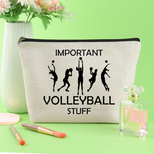 Volleyball Lover Makeup Bag Volleyball Gifts for Women Players Teams Daughter Friends Sister Inspirational Cosmetic Bag for Sport Lover End of Season Christmas Birthday Present Zipper Travel Pouch - color: Volleyball Makeup Bag