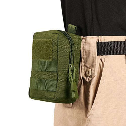 Tactical Molle Pouches Multi-Purpose Military Nylon Waist Pack Utility Bag Detachable Patches Pouches for Dog Vest Harness - color: Army Green