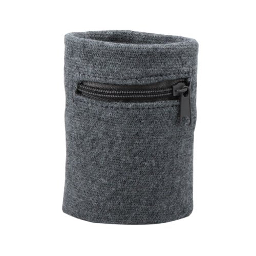Suddora Zipper Wrist Pouch - Sweatband/Wristband Wallet for Keys, ID, Cards, Cash - color: Grey